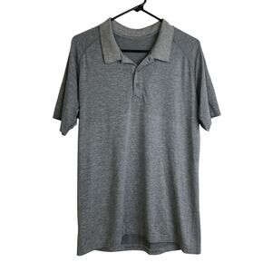 Lululemon Shirt Mens Large Gray Polo Short Sleeve Button Up Golf Performance